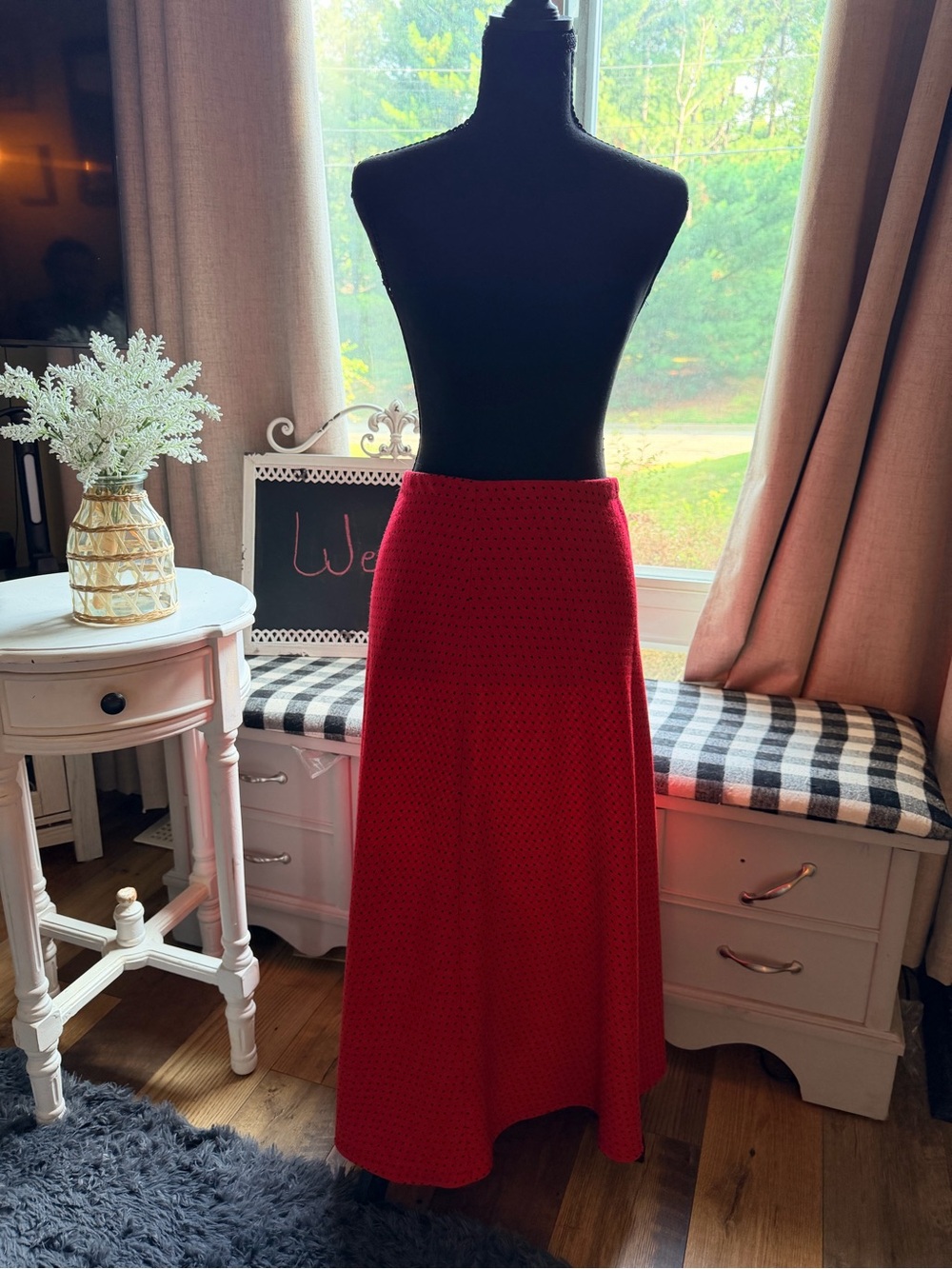 Red Maxi Skirt - Elegant Everyday A-Line